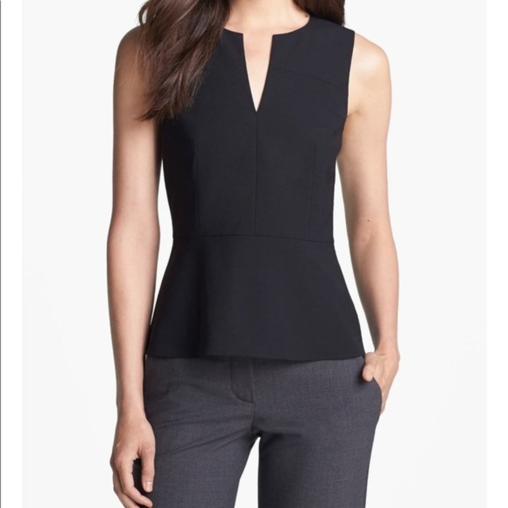 Theory Etia Peplum Continuous Black Top Medium